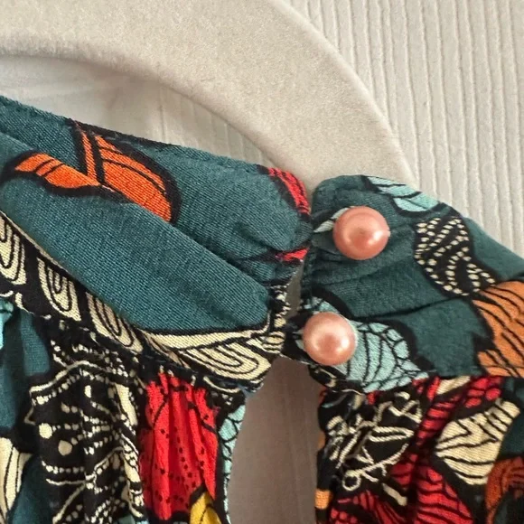 Anthropologie Floral Halter Jumpsuit - Teal and Multicolor - Picture 3 of 5